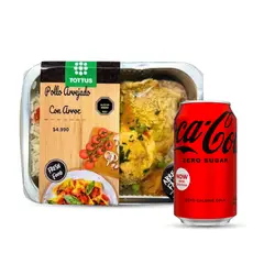 TOTTUS - Combo Trutro de Pollo Arvejado con Arroz + Coca Cola Zero Lata 350 ml