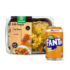 TOTTUS - Combo Trutro de Pollo Arvejado con Arroz + Fanta Zero Lata 350 ml