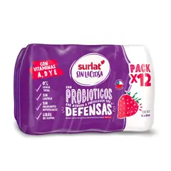 SURLAT - Pack Probioticos Surlat Sin Lactosa Sabor Frutilla 12 x 80 ml