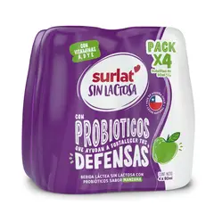 SURLAT - Pack Probioticos Sin Lactosa Sabor Manzana 4 x 80 ml