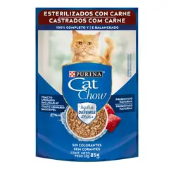 CAT CHOW - Alimento Húmedo para Gatos Esterilizados Sabor Carne 85 g