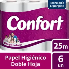 CONFORT - Papel Higiénico Doble Hoja 6 x 25 mts
