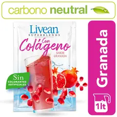 LIVEAN - Bebida Instantánea en Polvo Granada Colágeno Livean 7 g