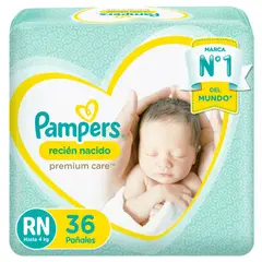 PAMPERS - Pañales Desechables Premium Care RN 36 Un