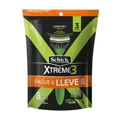 SCHICK - Máquina de Afeitar Xtreme 3 con Hojas Flexibles Hombre Schick 8 Un