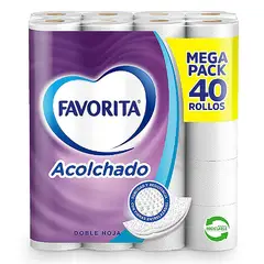 FAVORITA - Papel Higiénico Favorita Doble Hoja Acolchado 40 Un