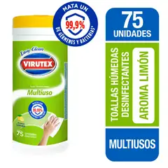 VIRUTEX - Toallas Húmedas Desinfectantes Aroma Limón 75 Un