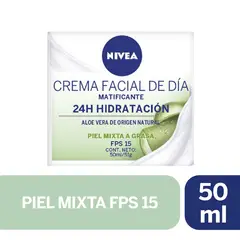 NIVEA - Crema Facial Matificante de Día FPS 15 Piel Mixta a Grasa 50 ml