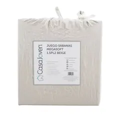 CASA JOVEN - Juego Sabanas Megasoft 1.5Plz Beige