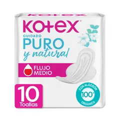 KOTEX - Toallas Femeninas Kotex Cuidado Puro y Natural 10 Un