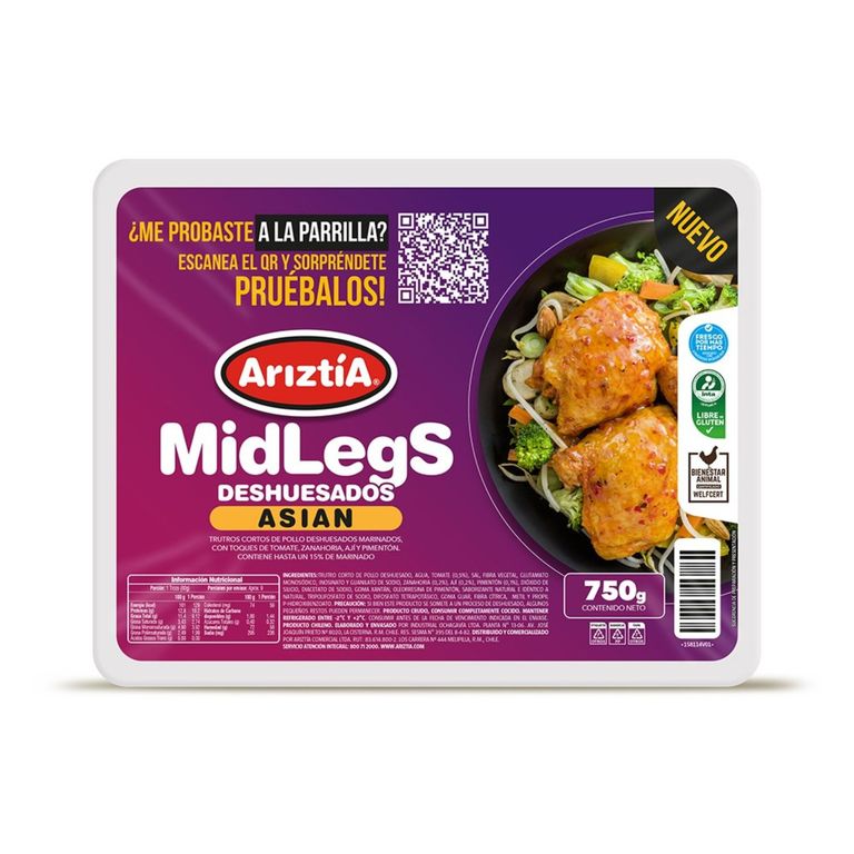 Trutros de Pollo Deshuesados Midlegs Sabor Asian Ariztia 750 g - Tottus - $4.990