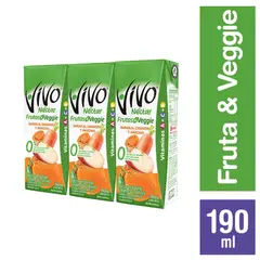 VIVO - Tripack Jugo Néctar Veggie Naranja Zanahoria Manzana 3 x 190 ml