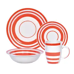 CASA JOVEN - Set Ceramica 16Pz Lineas Rojas
