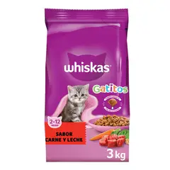 WHISKAS - Alimento para Gatitos Sabor Carne y Leche 3 Kg