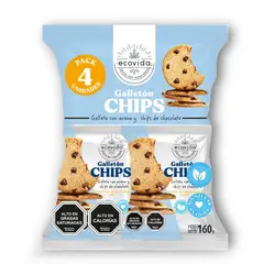 ECOVIDA - Pack Galletón de Avena con Chips de Chocolate Sin Azúcar Ecovida 4 x 40 g