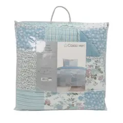 CASA JOVEN - Quilt Maria Patchwork Azul 1.5 Plaza