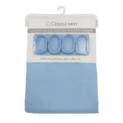CASA JOVEN - Cortina Tela 12 Ganchos Plastico Celeste