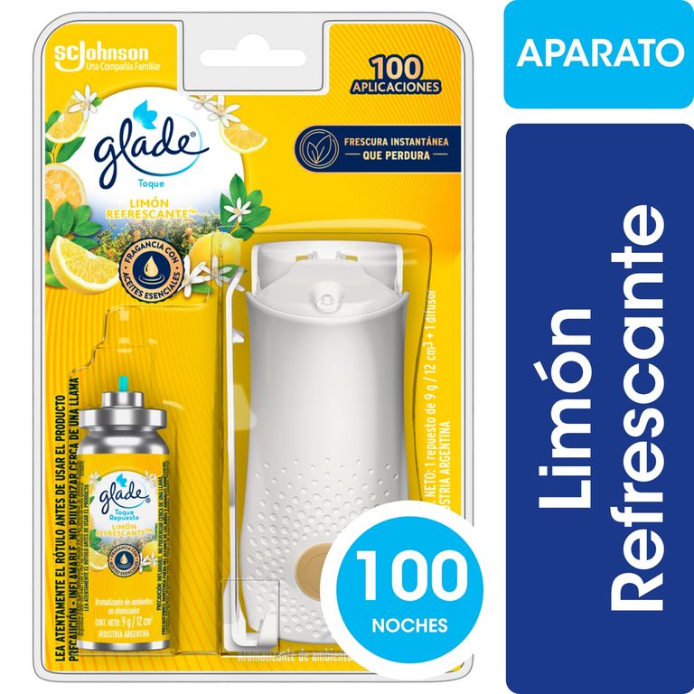 Aromatizante de Ambientes Glade Toque Limon Refrescante Aparato + Repuesto 9 g UN
