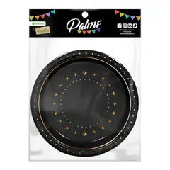 PALMS - PLATO NEGRO/DORADO 6 UN.