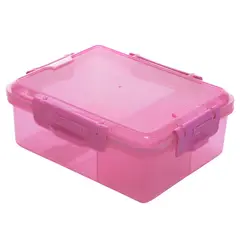 CASA JOVEN - Contenedor Rectangular 1.25 Litros Con Divisiones Rosa Barbie