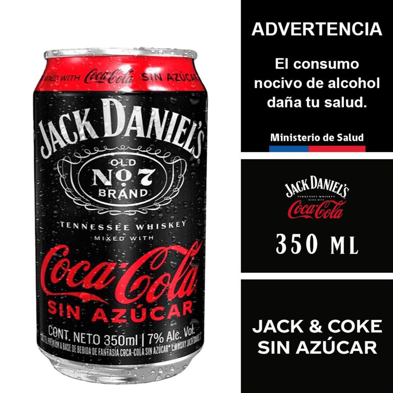 Coctel Whisky Jack & Coke Sin Azúcar 7° 350 ml