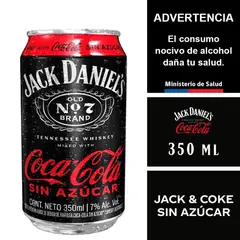 JACK DANIEL'S - Coctel Whisky Jack & Coke Sin Azúcar 7° 350 ml