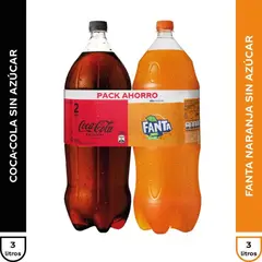 COCA COLA - Pack Coca Cola Sin Azúcar 3 Lt + Fanta Sin Azúcar 3 Lt