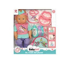 RONG LONG - Muñeca Bebé Con Mochila Y Accesorios