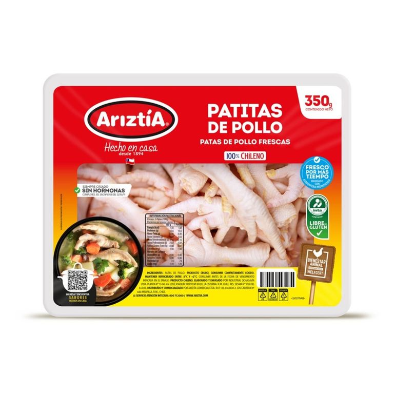 Patas de Pollo Refrigeradas Bandeja Ariztia 350 g - Tottus - $2.190