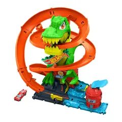 HOT WH - Hot wheels City Pista T-Rex Vs Estación Bomberos