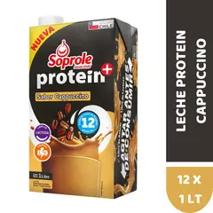 SOPROLE - Pack Leche Semidescremada Proteín Sabor Cappuccino Soprole 12 x 1 L