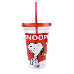 SNOOPY - Vaso Con Tapa Snoopy Rojo