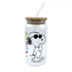SNOOPY - Vaso De Vidrio Snoopy Rojo
