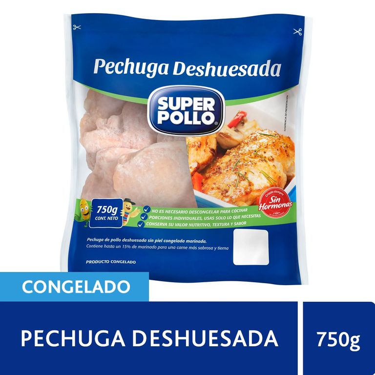 Pechuga de Pollo Deshuesada Congelada Super Pollo 750 g - Tottus - $7.290