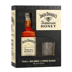 JACK DANIEL'S - Pack Whisky Jack Daniel's Honey 35° 750 ml + 2 Vasos