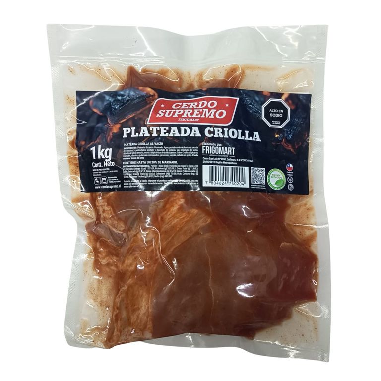Plateada de Cerdo Criolla Al Vacío Cerdo Supemo 1 Kg - Tottus - $8.690