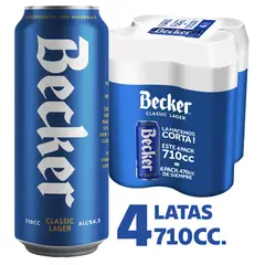 BECKER - Pack Cerveza Becker Classic Lager Lata 4.5° 4 x 710 ml