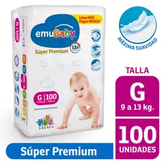 EMUBABY - Pañales Bebé Emubaby Súper Premium G 100 Un