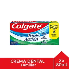 COLGATE - Pack Cremas Dental Colgate Triple Acción 2 x 80 ml