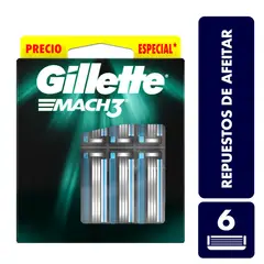 GILLETTE - Repuesto Gillette Mach3 6 un