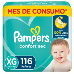 PAMPERS - Pañales Desechables Confort Sec XG 112 Un