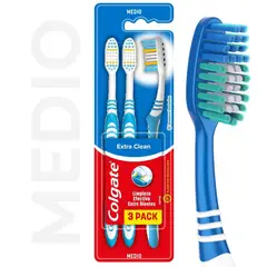 COLGATE - Cepillo de dientes Colgate Extra Clean Medio 3 Un