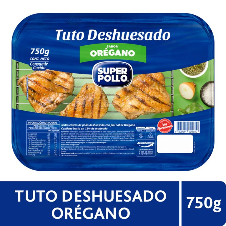 Trutros de Pollo Deshuesado Sabor Orégano Super Pollo 750 g - Tottus - $4.190