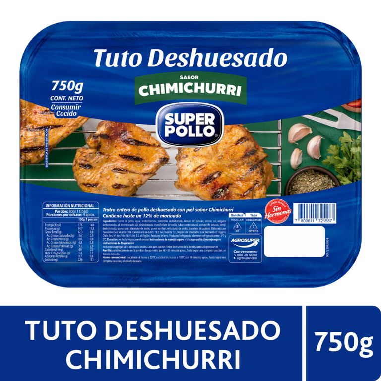 Trutros de Pollo Deshuesado Sabor Chimichurri Super Pollo 750 g - Tottus - $4.190