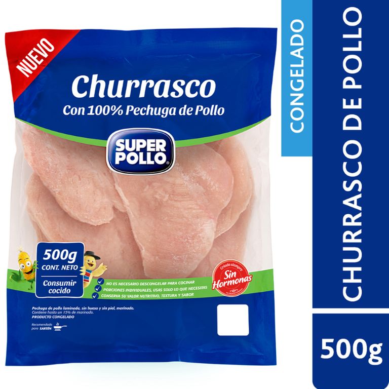 Churrascos de Pechuga de Pollo Congelado Super Pollo 500 g - Tottus - $4.450