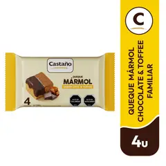 CASTAÑO - Pack Queque Marmoleado Chocolate y Toffee 4 Un x 70 g