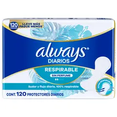ALWAYS - Protectores Diarios Respirable 1 X 120 Un