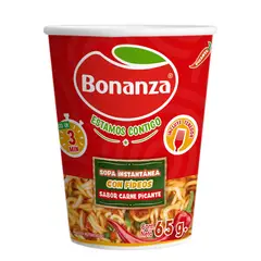 BONANZA - Sopa Instantánea con Fideos Sabor Carne Picante Bonanza 65 g