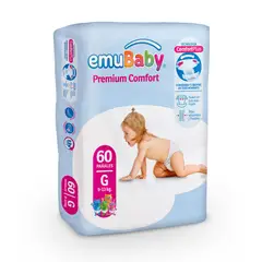 EMUBABY - Pañales Desechables Premium Comfort G 60 Un
