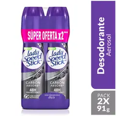 LADY SPEED STICK - Pack Desodorantes en Spray Lady Speed Stick Carbon Absorb 2 x 91g